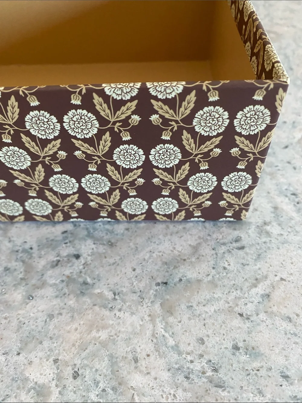 Decorative Brown Floral Storage Box - Home Organization